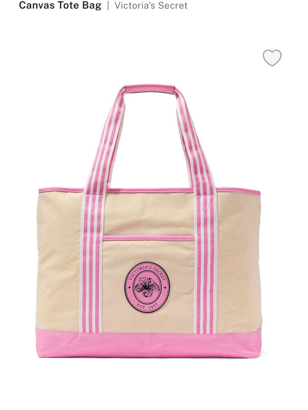 Victoria's Secret Pink & Cream Canvas Beach Tote